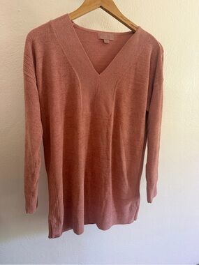 Barefoot Dreams CozyChic Ultra Lite Pink V Neck Sweater Women’s Size S
